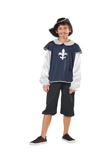 Large Blue & White Musketeer Boy's Costume